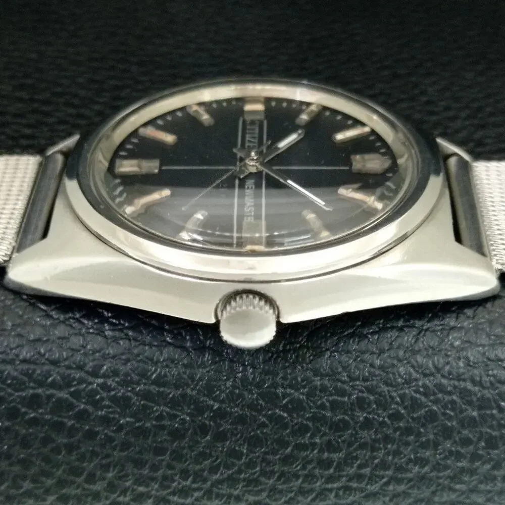 Vintage 1985 Citizen Manual Wound Mens Silver Watch & Silver accents